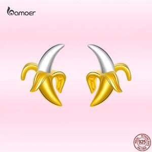 Banana Sterling Silver Stud Earrings